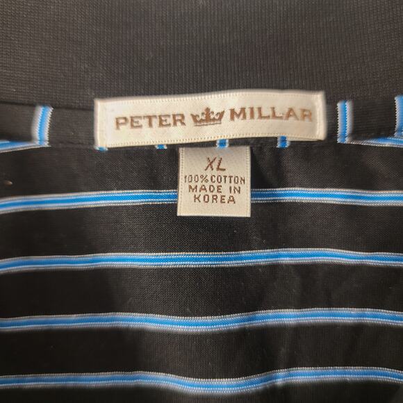 Peter Millar Crown Blue White Stripe Royal Troon Polo Golf Shirt Men's XL - Picture 4 of 4